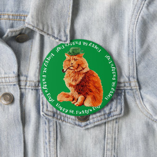Happy St. Patrick's Lucky Cat Button