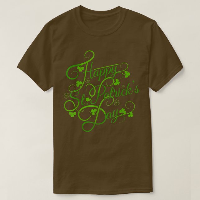 Happy ST Patricks Tag und Kleeblatt T-Shirt (Design vorne)