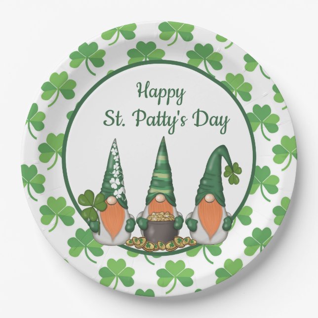 Happy St. Patty's Day Gnomes Pappteller (Vorderseite)