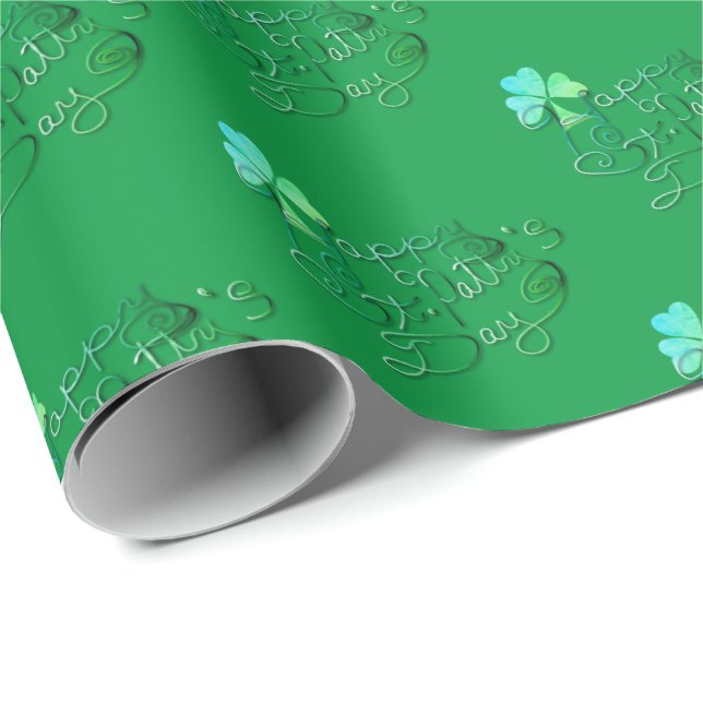 "Happy St. Patty's Day" Handgeschriebenes Grün Geschenkpapier (Rolleneckpunkt)