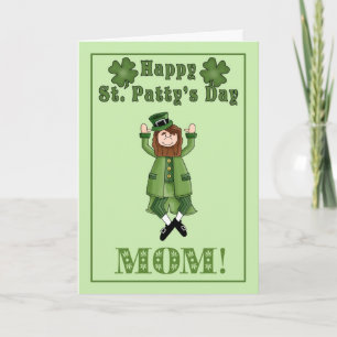 Happy St. Patty's Day Mom - Leprechaun & shamrocks Karte