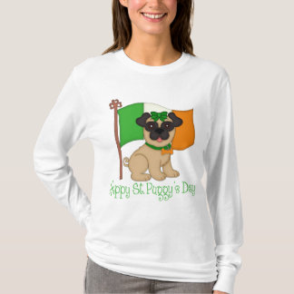 Happy St. Puggy's Day Mops und Irish Flag (weiblic T-Shirt