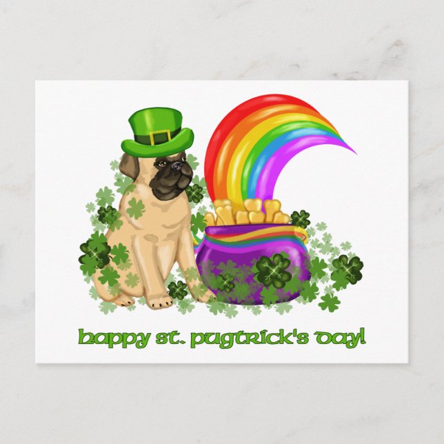 Happy St. Pugtrick's Day T-Shirts and Gifts Postkarte (Vorderseite)
