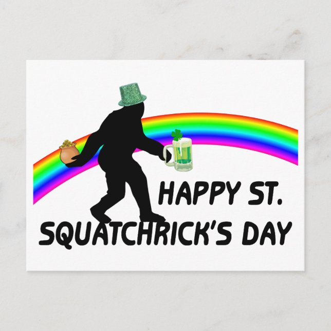 Happy St Squatchricks Day Postkarte (Vorderseite)