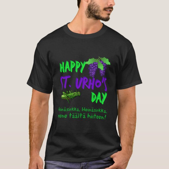Happy St Urho's Day Finnischer Grasshopper Novelty T-Shirt (Vorderseite)