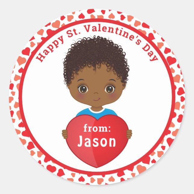 Happy St. Valentine American Boy Sticker (Vorderseite)