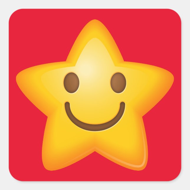 Happy Star Emoji Quadratischer Aufkleber (Vorderseite)