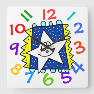 Happy Star Face Children's Room Uhr