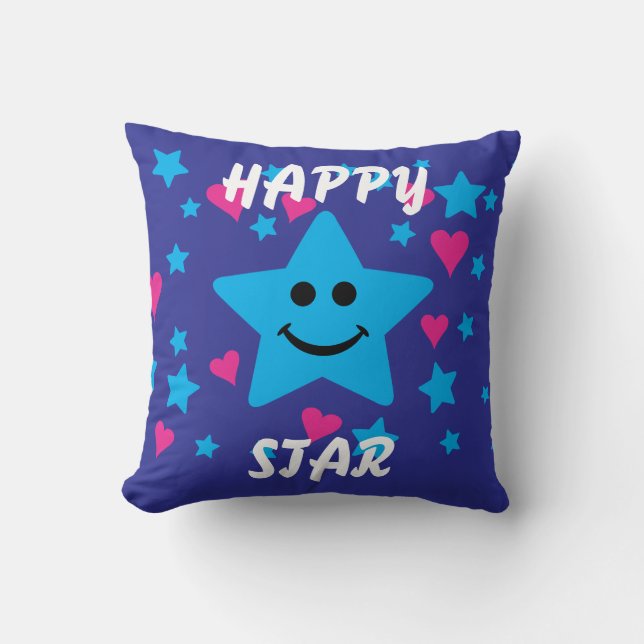 Happy star Throw Pillow Kissen (Vorderseite)