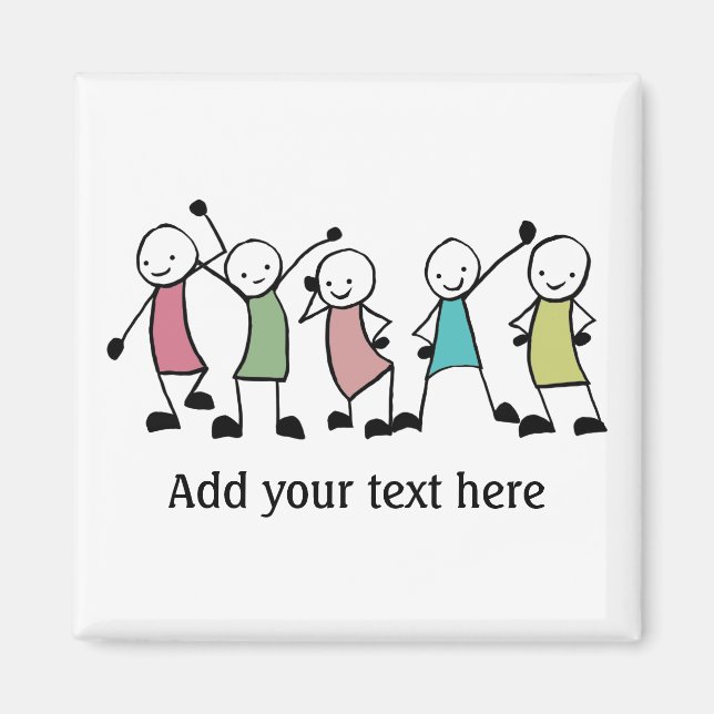 Happy Stick People Friends Personalisiert Magnet (Vorne)