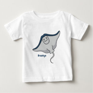 Happy stingray fish cartoon illustration baby t-shirt
