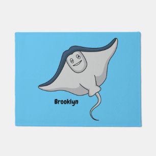 Happy stingray fish cartoon illustration fußmatte