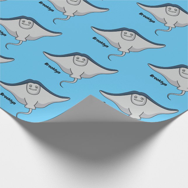 Happy stingray fish cartoon illustration geschenkpapier (Ecke)