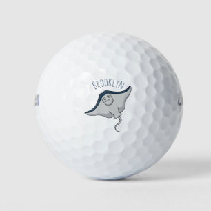 Happy stingray fish cartoon illustration golfball