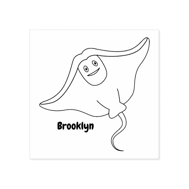 Happy stingray fish cartoon illustration gummistempel (Prägung)