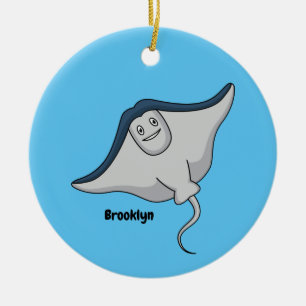 Happy stingray fish cartoon illustration keramik ornament