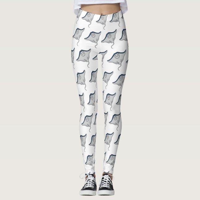 Happy stingray fish cartoon illustration leggings (Vorderseite)