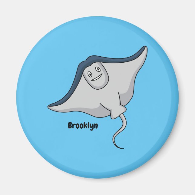 Happy stingray fish cartoon illustration magnet (Vorne)