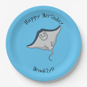Happy stingray fish cartoon illustration pappteller