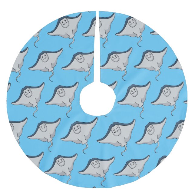 Happy stingray fish cartoon illustration polyester weihnachtsbaumdecke (Vorderseite)