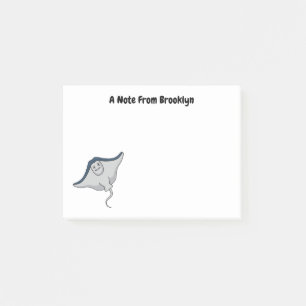 Happy stingray fish cartoon illustration post-it klebezettel