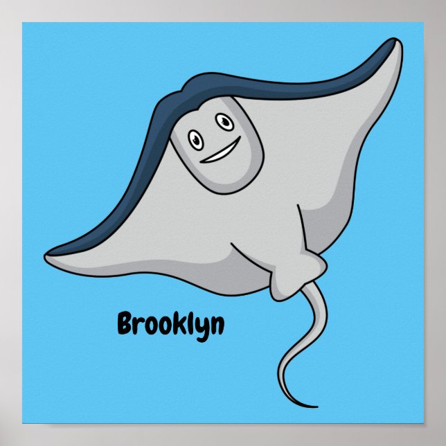 Happy stingray fish cartoon illustration poster (Vorne)