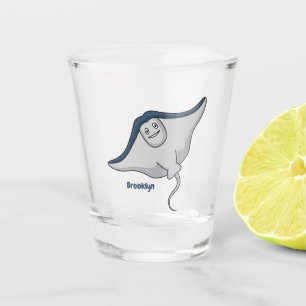 Happy stingray fish cartoon illustration schnapsglas