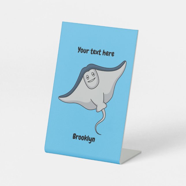 Happy stingray fish cartoon illustration sockelschild (Vorderseite)