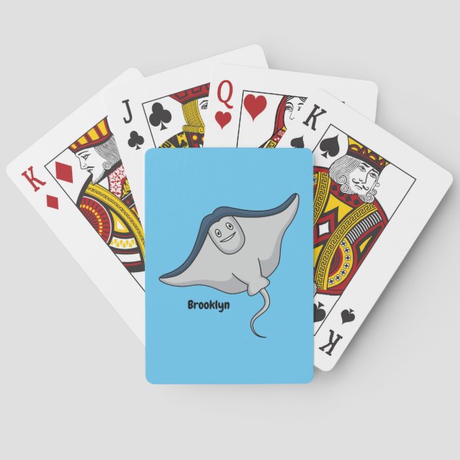 Happy stingray fish cartoon illustration spielkarten (Rückseite)