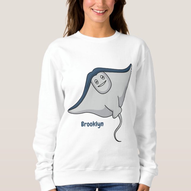 Happy stingray fish cartoon illustration sweatshirt (Vorderseite)