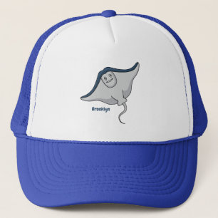Happy stingray fish cartoon illustration truckerkappe