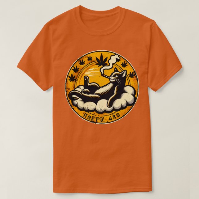 Happy Stoner Cat T-Shirt (Design vorne)
