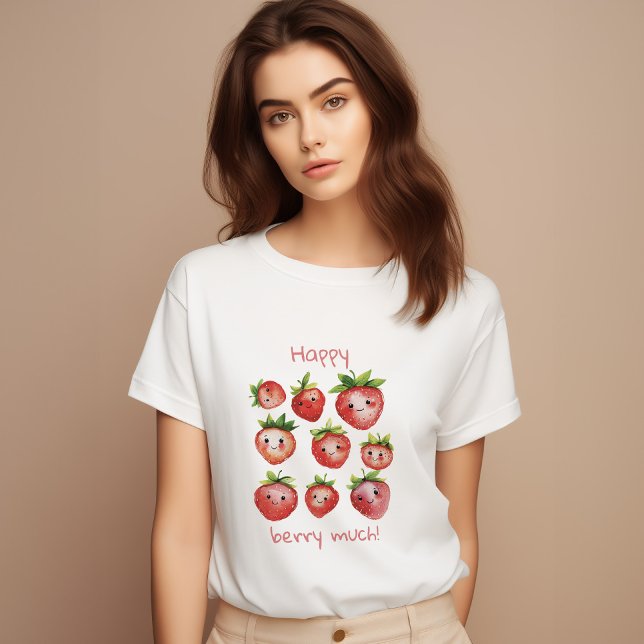Happy Strawberry T - Shirt für Frauen (Von Creator hochgeladen)
