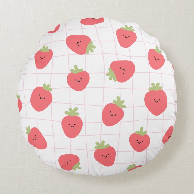 Happy Straws Rundes Kissen (Vorderseite)