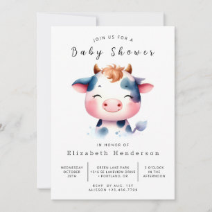 Happy Stylish Barn Cow Baby Shower Einladung