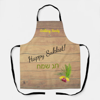 Happy Sukkot Etrog Lulav Rustic Wood Schürze