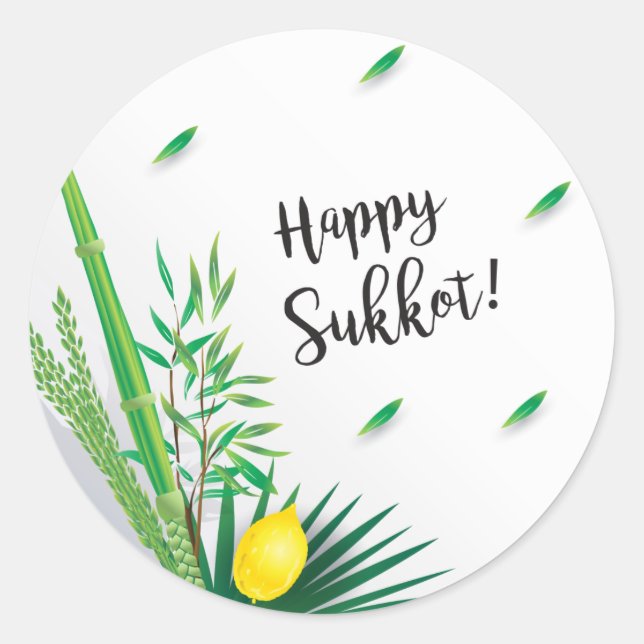 Happy Sukkot Festival Jüdischer Urlaub Lulav Etrog Runder Aufkleber (Vorderseite)