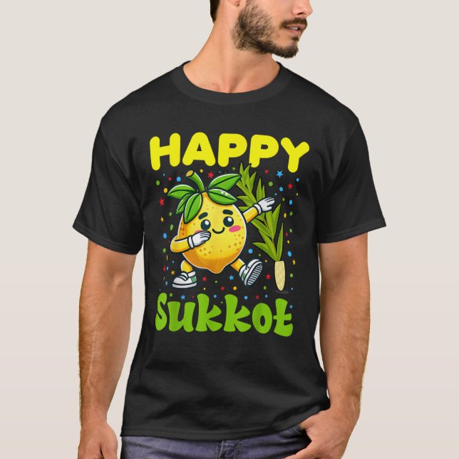 Happy SUKKOT Jewish holiday Lulav and Etrog Dabbin T-Shirt (Vorderseite)