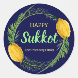 Happy Sukkot Lulav Blue Stickers