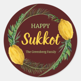 Happy Sukkot Lulav Red Stickers
