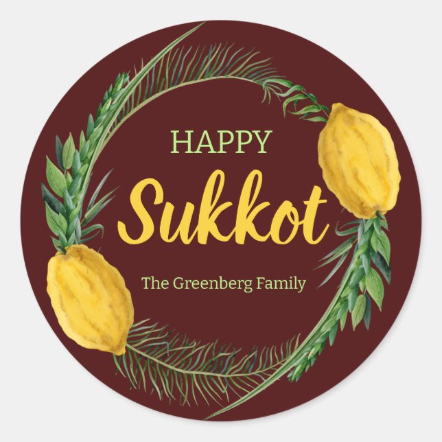 Happy Sukkot Lulav Red Stickers (Vorderseite)