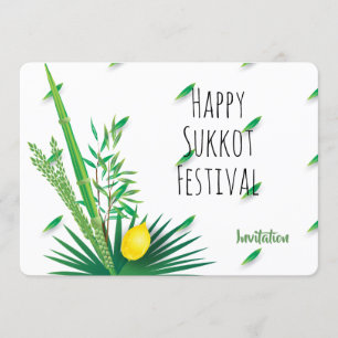 Happy Sukkot Lulav und Etrog Wasserfarbe Einladung