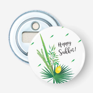 Happy Sukkot Lulav und Etrog Wasserfarbmuster Flaschenöffner