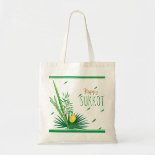 Happy Sukkot Lulav und Etrog Wasserfarbmuster Tragetasche