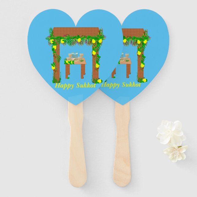 Happy Sukkot, Personalisiert Fächer (Vorne und Hinten)