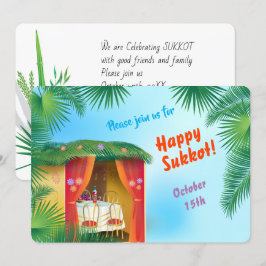 Happy Sukkot Sukkah Lulav und Etrog Wasserfarbe Einladung