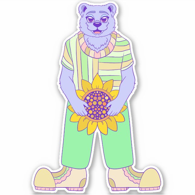 Happy Summer Bear Aufkleber (Vorderseite)