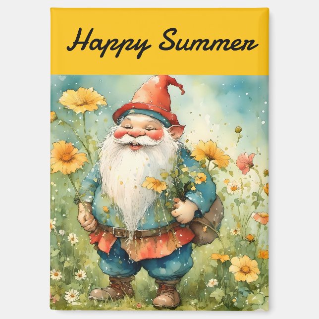 Happy Summer Gnome Magnet (Vorderseite)