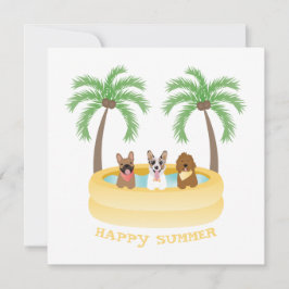 Happy Summer Hogs Schwimmbad Karte