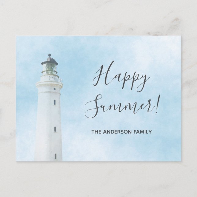 Happy Summer lighthouse nautical ocean sea Postkarte (Vorderseite)